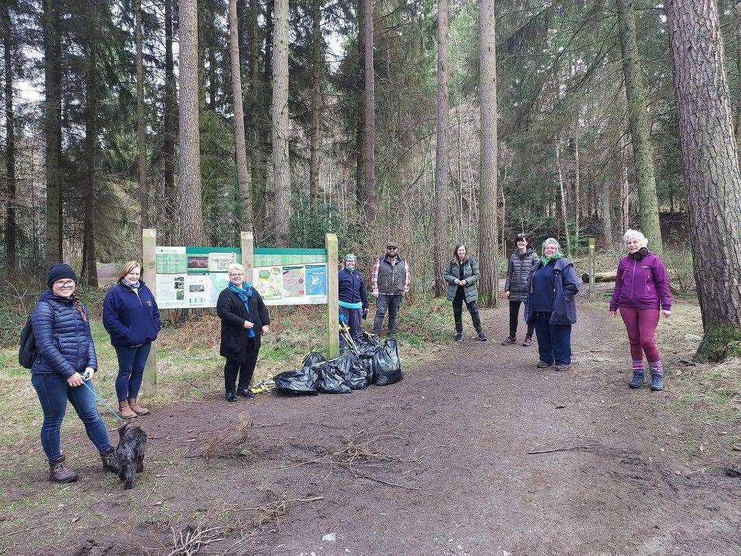 The group of volunteers collected eight bags of rubbish in Culloden Woods.