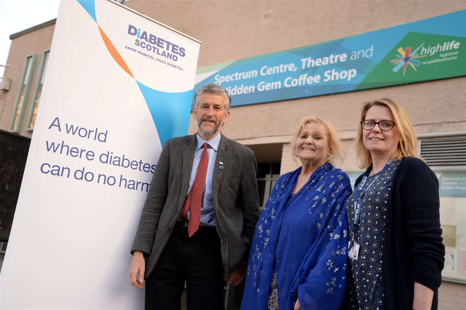 Professor Mike Lean, Billie Weallans and Mhairi MacDonald from Diabetes Scotland....Picture: Gair Fraser. Image No. 043741