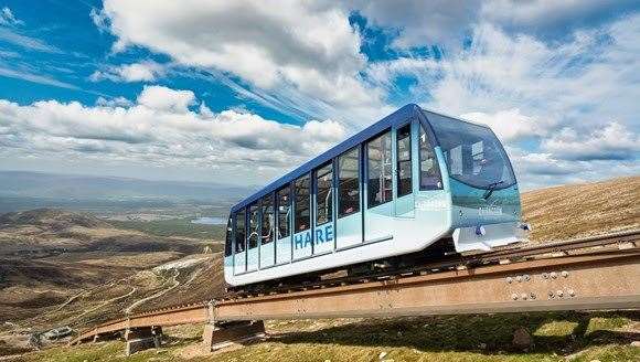 The new funicular hare-ing up the hill
