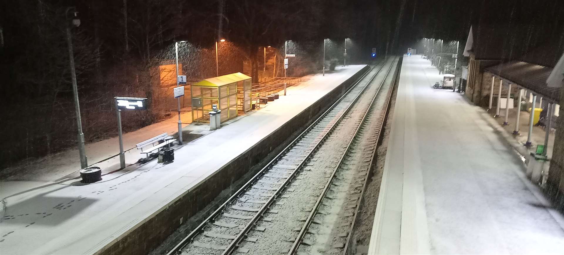 Tain Station in the snow