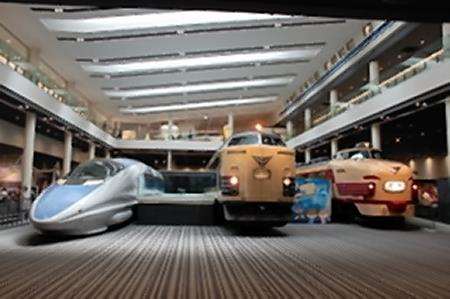 Some of the bullet trains in Kyoto Railway Museum main hall