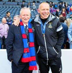 Caley Thistle chairman Kenny Cameron and John Hughes after the Scottish Cup final. Picture: Ken Macpherson.
