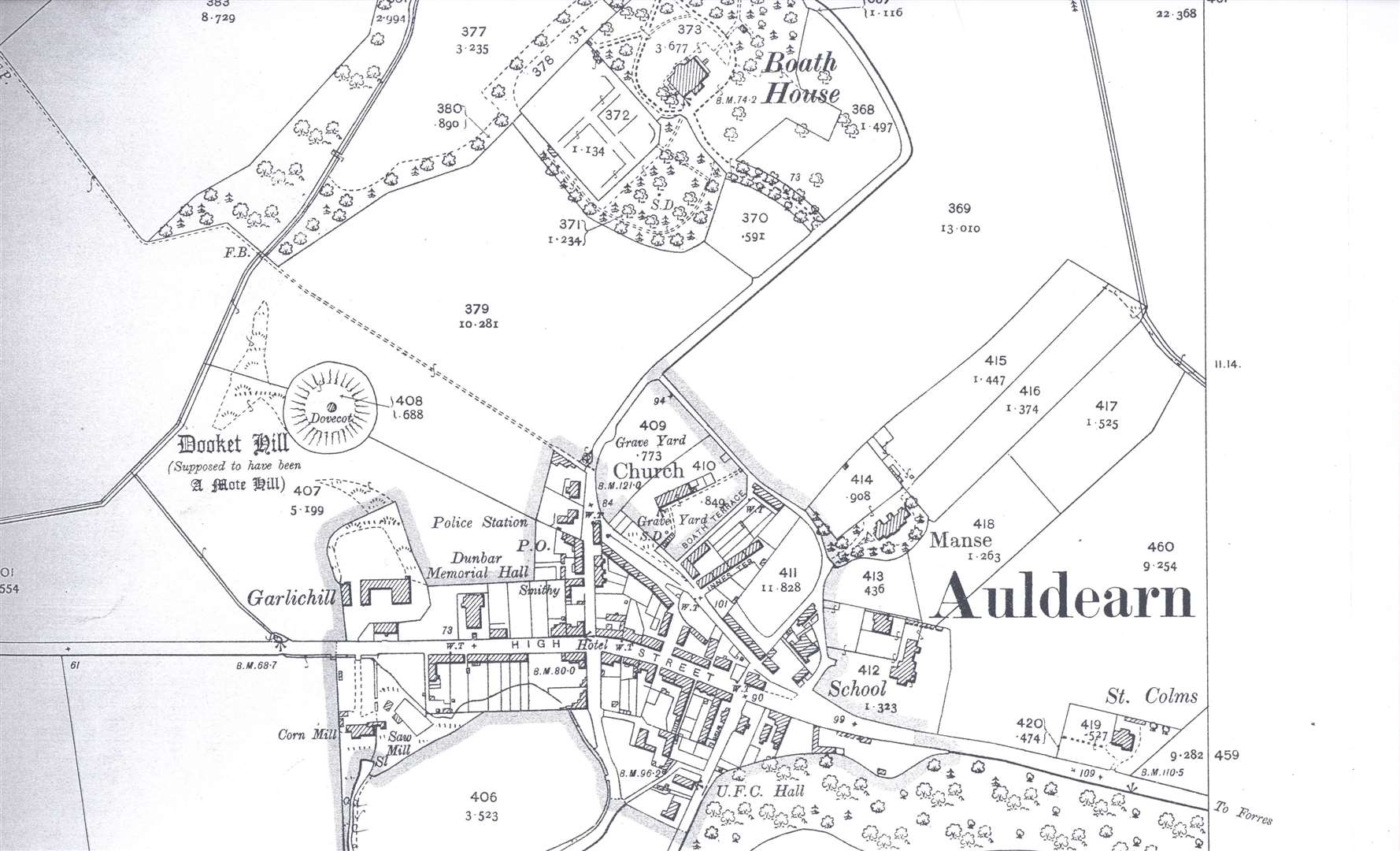Extract from the Nairnshire Ordnance Survey map, sheet II.13, 1905.