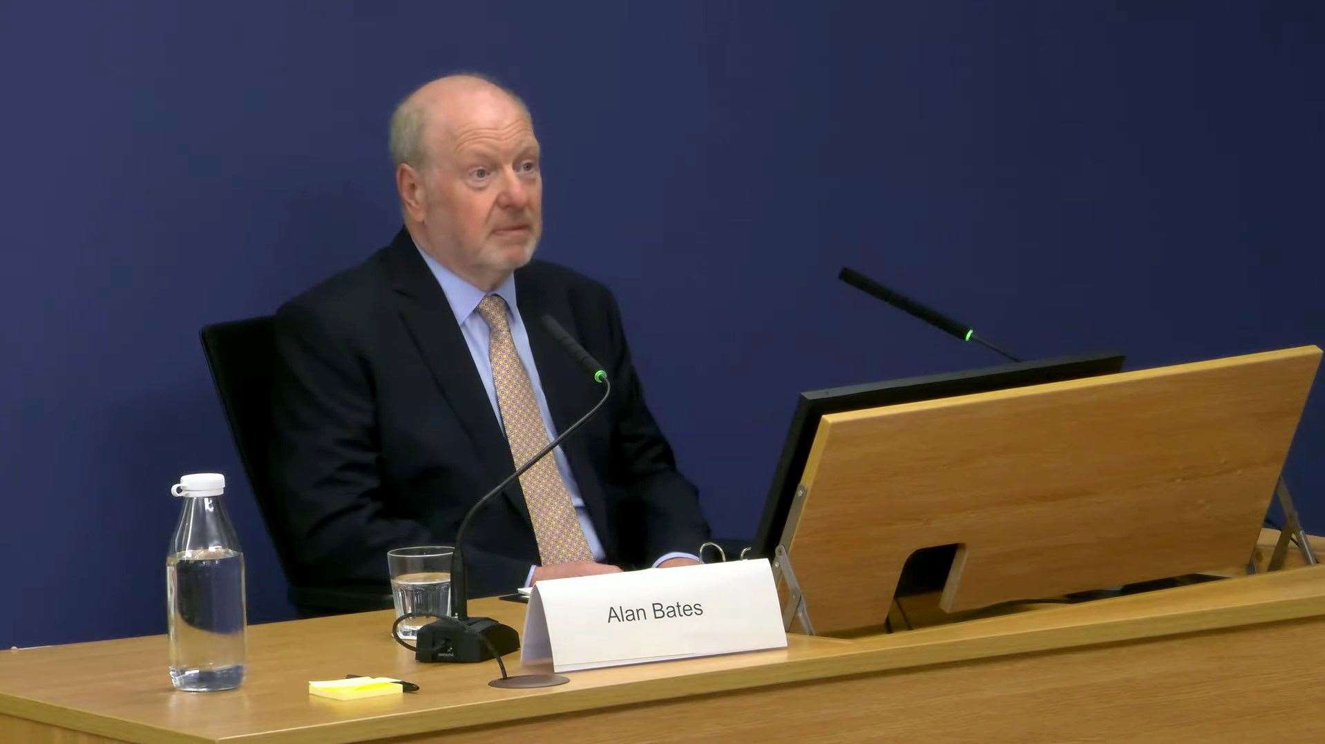 Alan Bates giving evidence to phase four of the Horizon inquiry at Aldwych House, central London (Post Office Horizon IT Inquiry/PA)