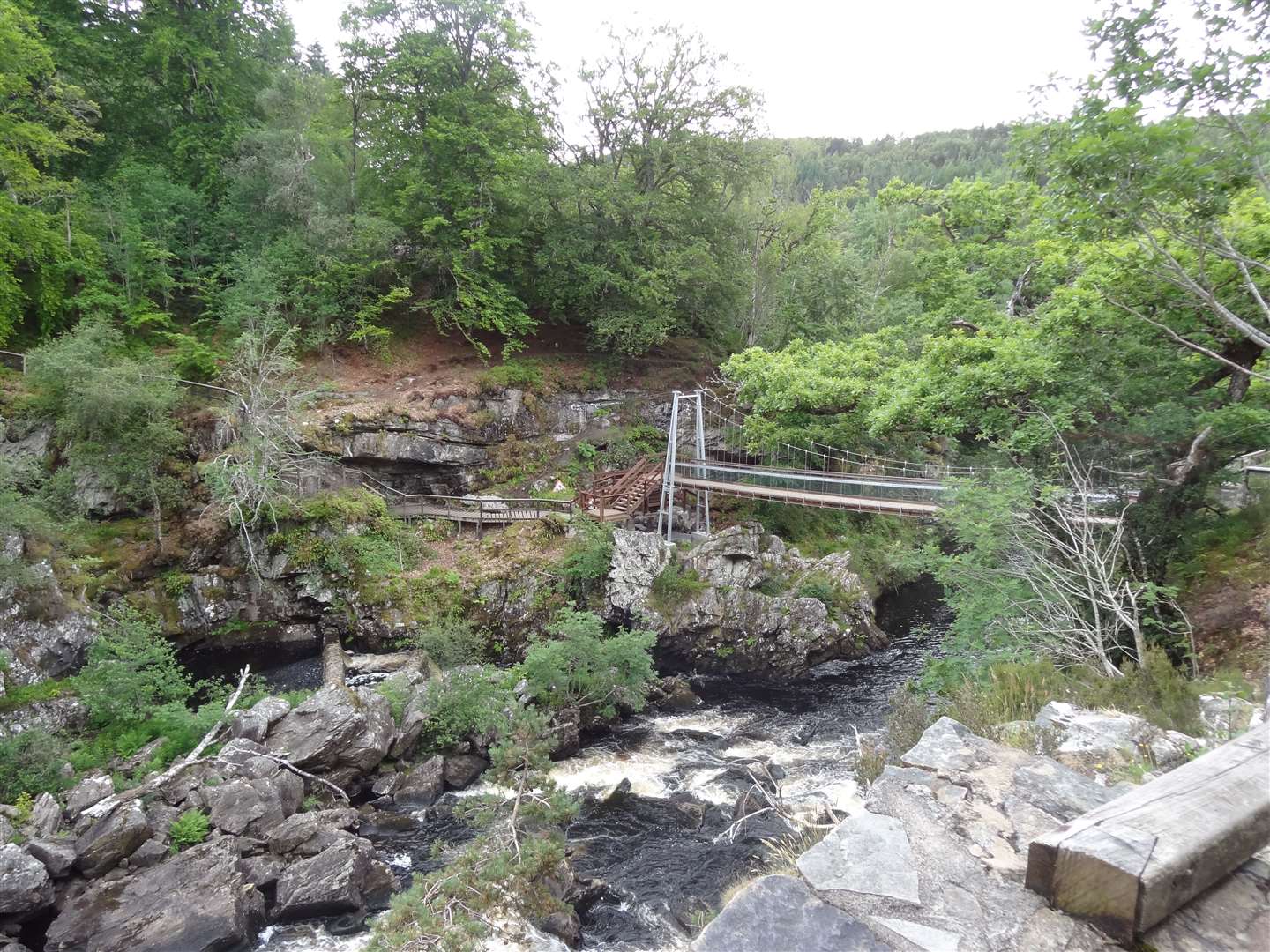 The bridge over the Black Water at Rogie Falls.