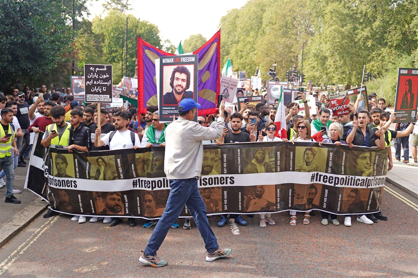 A rally outside the Iranian embassy in London (James Manning/PA)