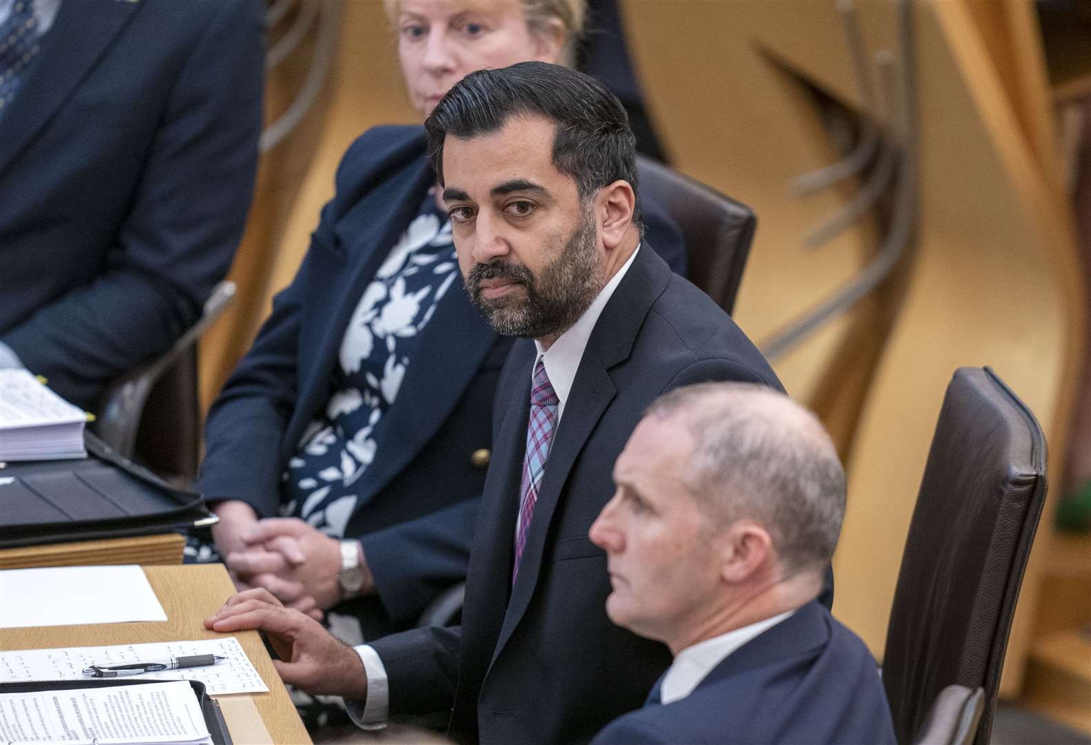 First Minister Humza Yousaf was challenged on Scotland’s education system (Jane Barlow/PA)