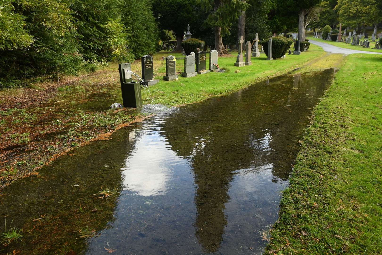 Flooding at the West side of Tomnahurich Cemetery. Picture: James Mackenzie.