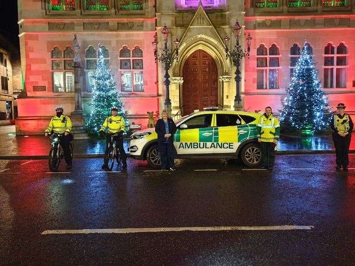 Emergency services outside Inverness Town House.