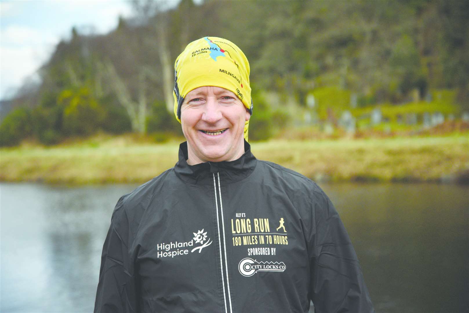 Alistair "Ally K" Macpherson training for his 180 mile run from Glasgow to Inverness in July.