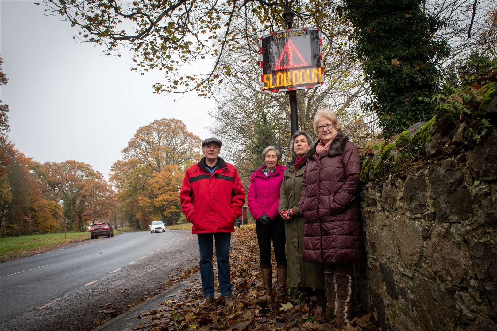 Dougie Fraser, Meg Robertson, Lizzy Rose, and Pauline Fraser are concerned about their village being used as an unofficial bypass for Nairn. Picture: Callum Mackay