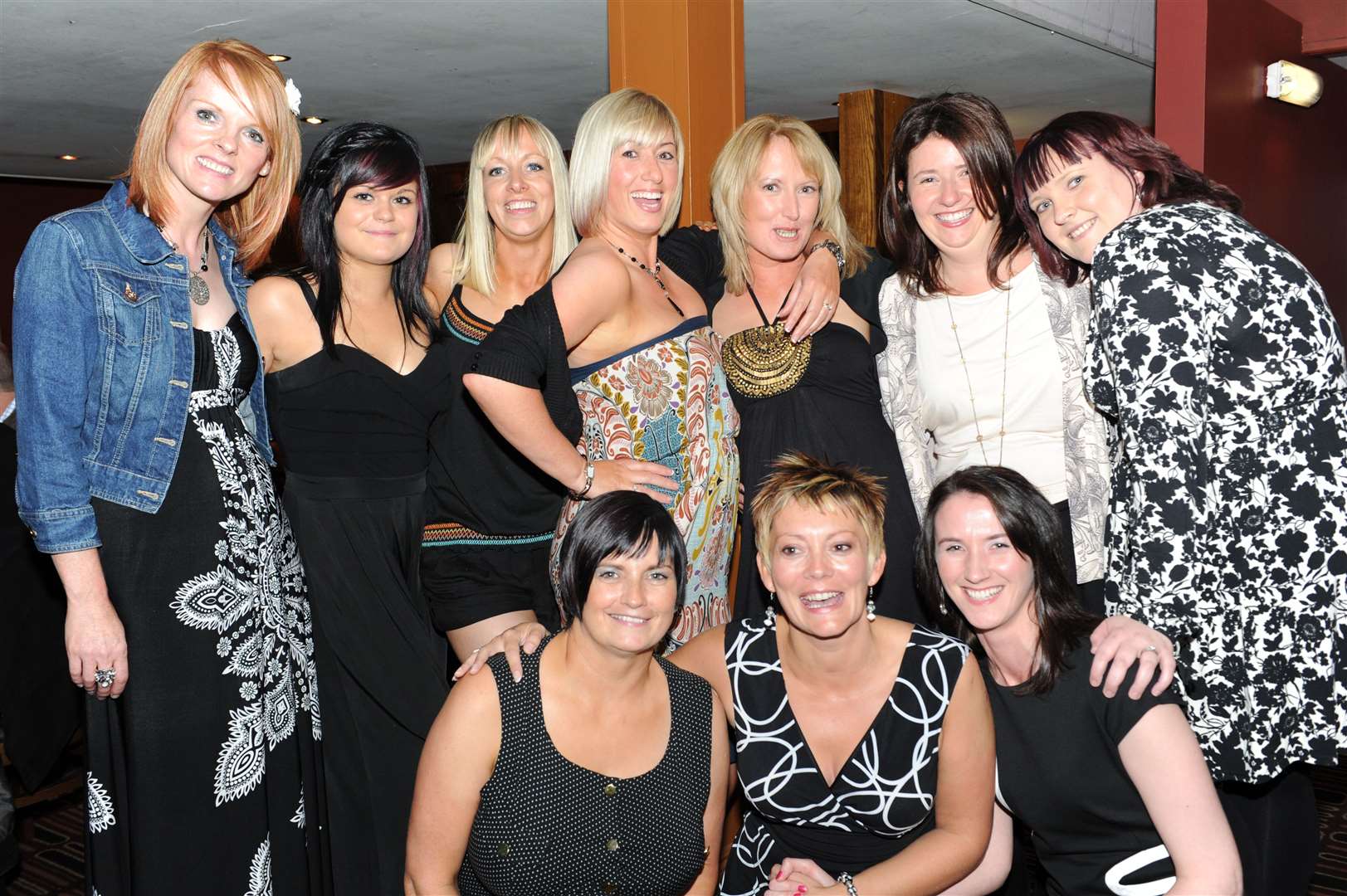Twins Susan and Sharon Kennedy (centre) celebrate their 38th with friends in Auctioneers.