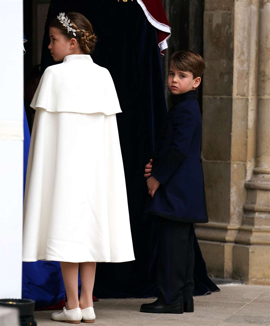 Prince Louis and sister Princess Charlotte arriving at Westminster Abbey (Andrew Milligan/PA)