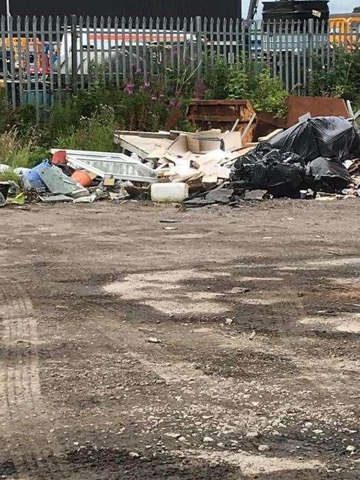 Flytippers have dumped rubbish in the car park belonging to Cafe V8.
