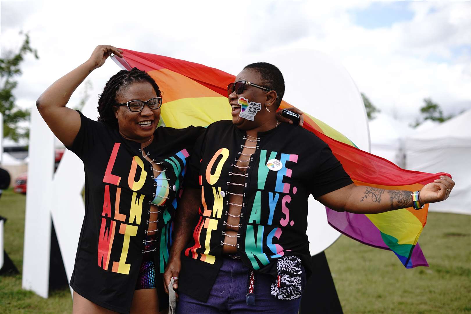 People taking part in UK Black Pride at the Queen Elizabeth Olympic Park in east London (Lucy North/PA)