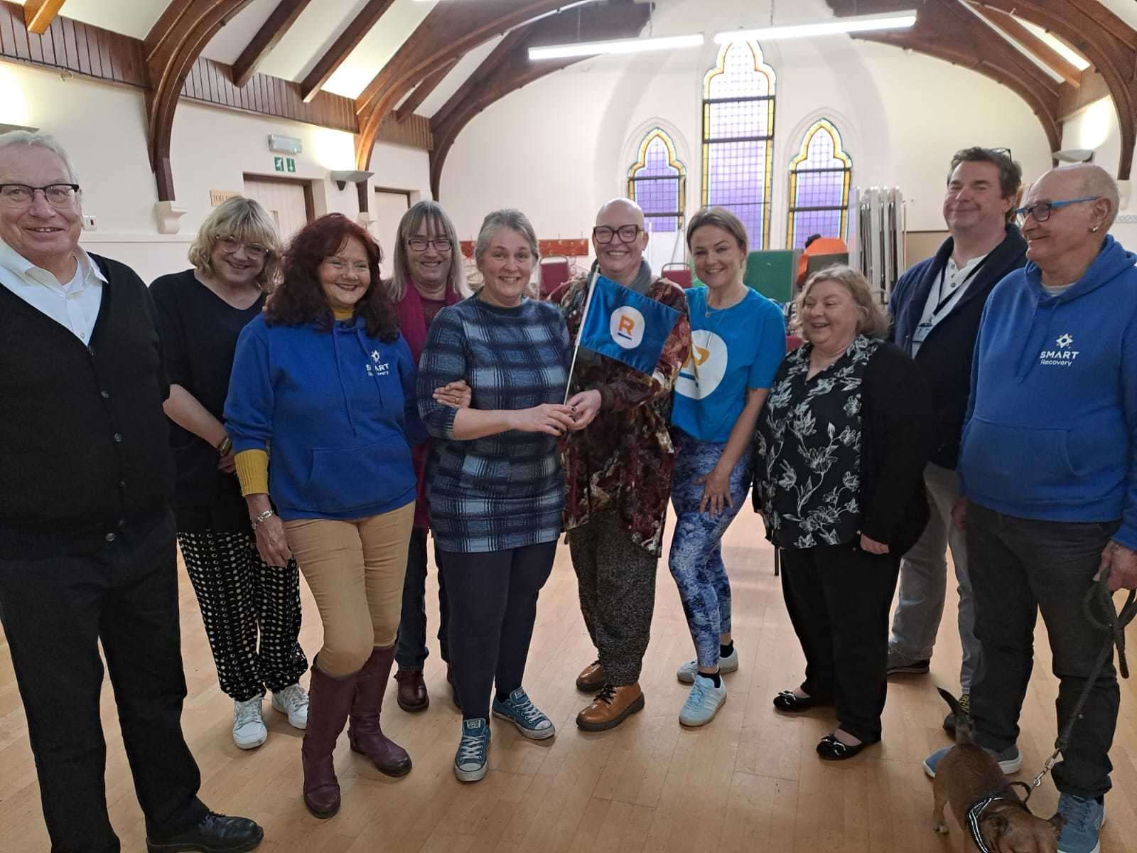 From left: Andy, Pam, Maggie, Jane, Debbie Smith SMART facilitator, Sharan Brown ACI manager, Natalie Manly Recovery Communities development officer susie, Andrew Garraway Highland Drug and alcohol partnership and Robbi Lyttle SMART Facilitator.