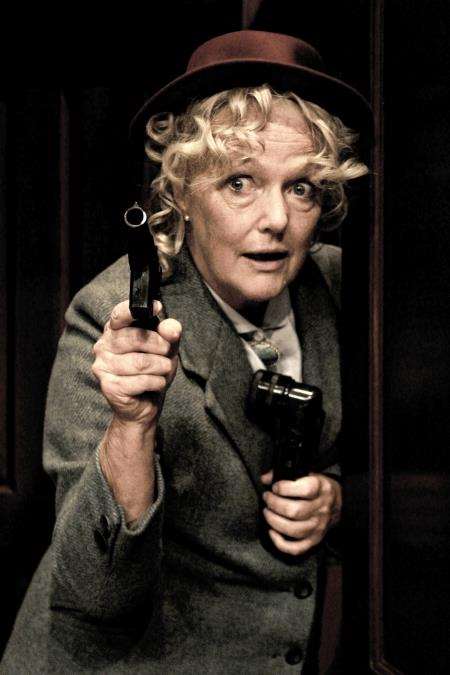 Louise Jameson is gunning for answers – mostly figuratively – in A Murder is Announced. Picture: Debbie Borthwick