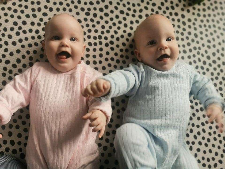 Twins, Oliver and Evelyn, 10 months old from Ellon.