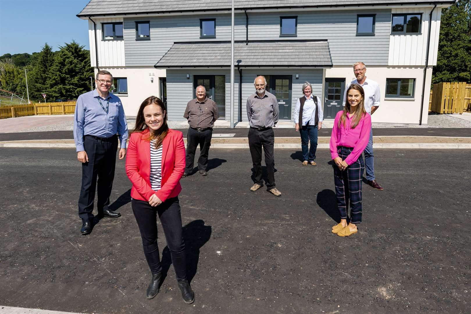 Pictured from left are Jason MacGilp, chief executive of Cairn, Kate Forbes MSP, Simon Campbell, property investment manager at Cairn, John McHardy, housing development manager at Highland Council, Rhona Donnelly, senior quantity surveyor at WGC (Scotland), Dougal Murray, managing director at WGC (Scotland) and Claire Dolan, development officer at HHA.