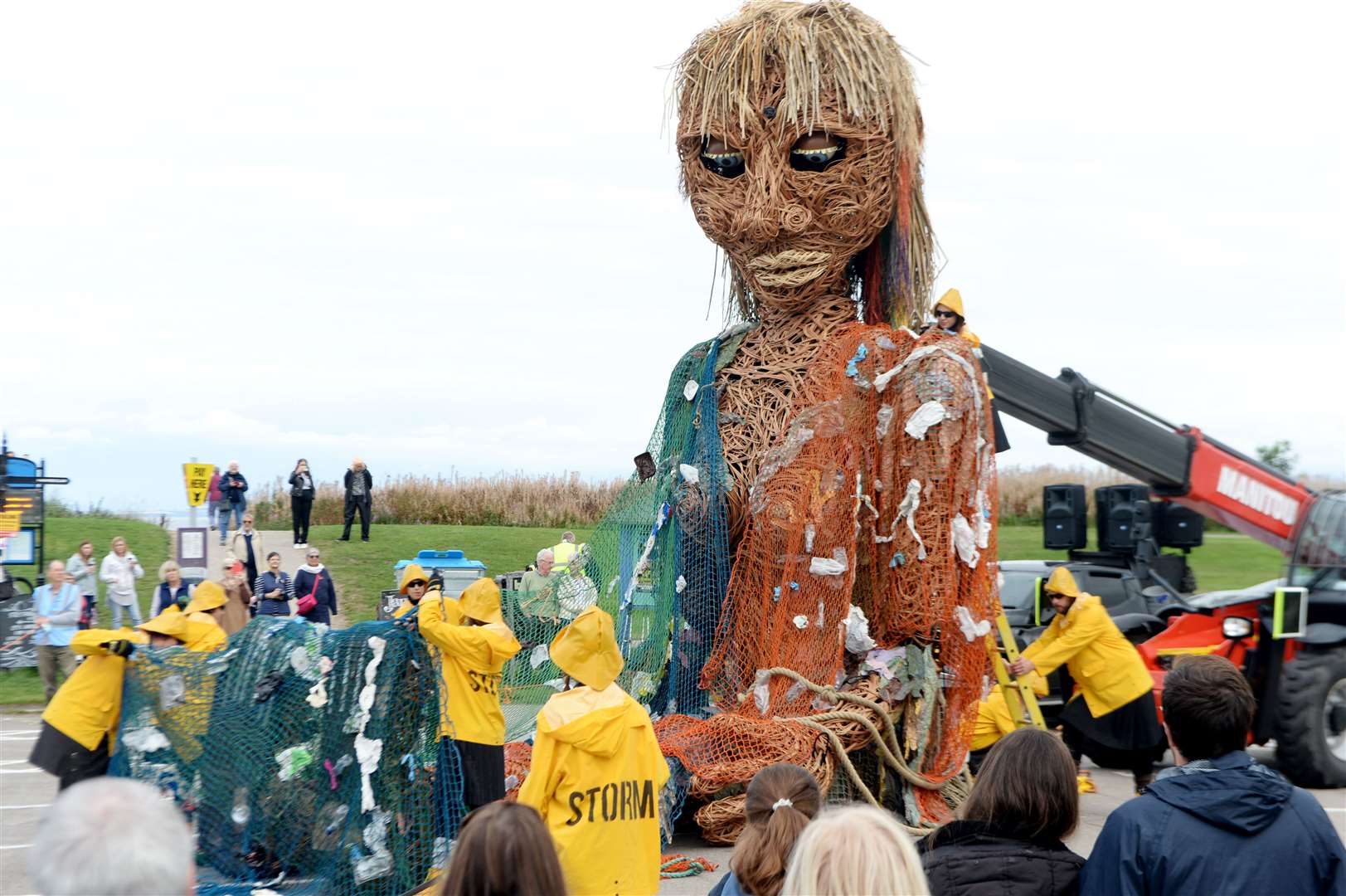 Storm the Giant visits Nairn 12 September 2021: Storm the giant sat down.Picture: James Mackenzie.