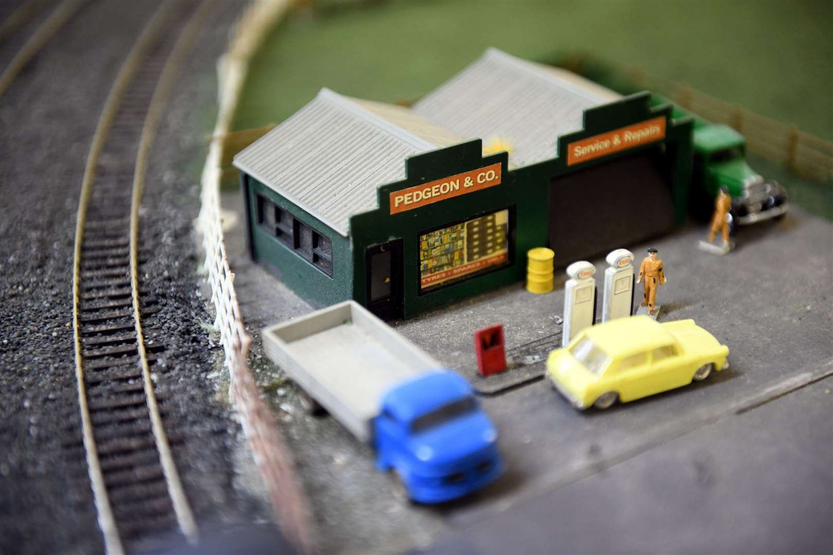 Miniature petrol station beside the track. Picture: James Mackenzie.