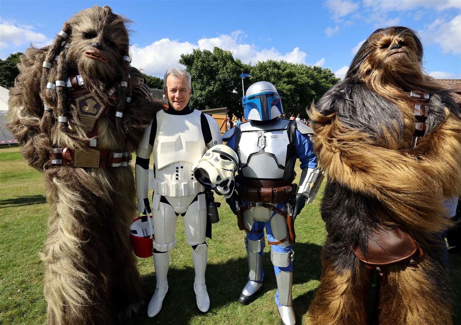 Wookies, a clone trooper and Jango Fett supporting the Nairn Games.  Pictured: James Mackenzie.