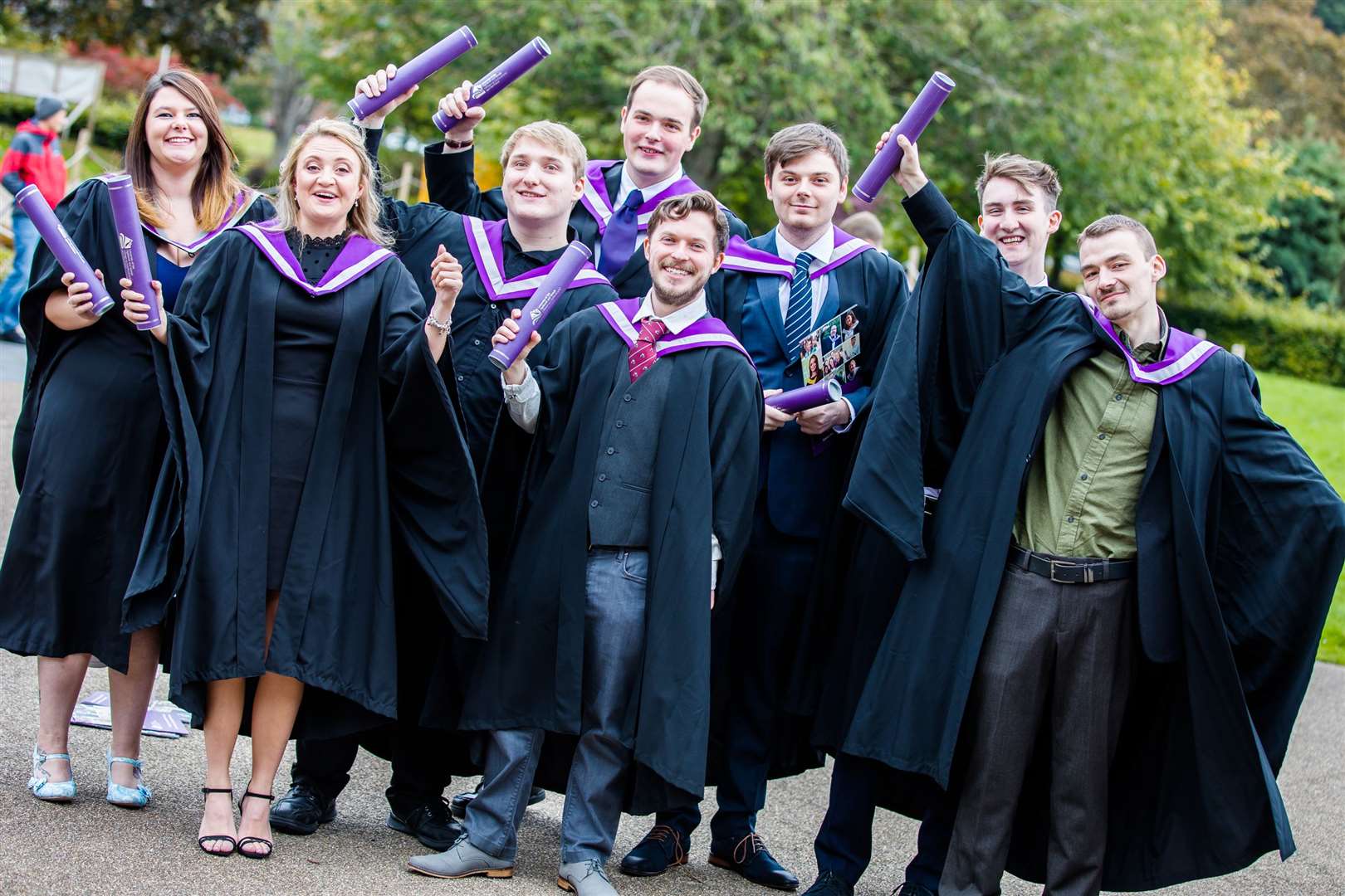 Students enjoy the celebrations following the graduation ceremonies at Eden Court Theatre in Inverness.
