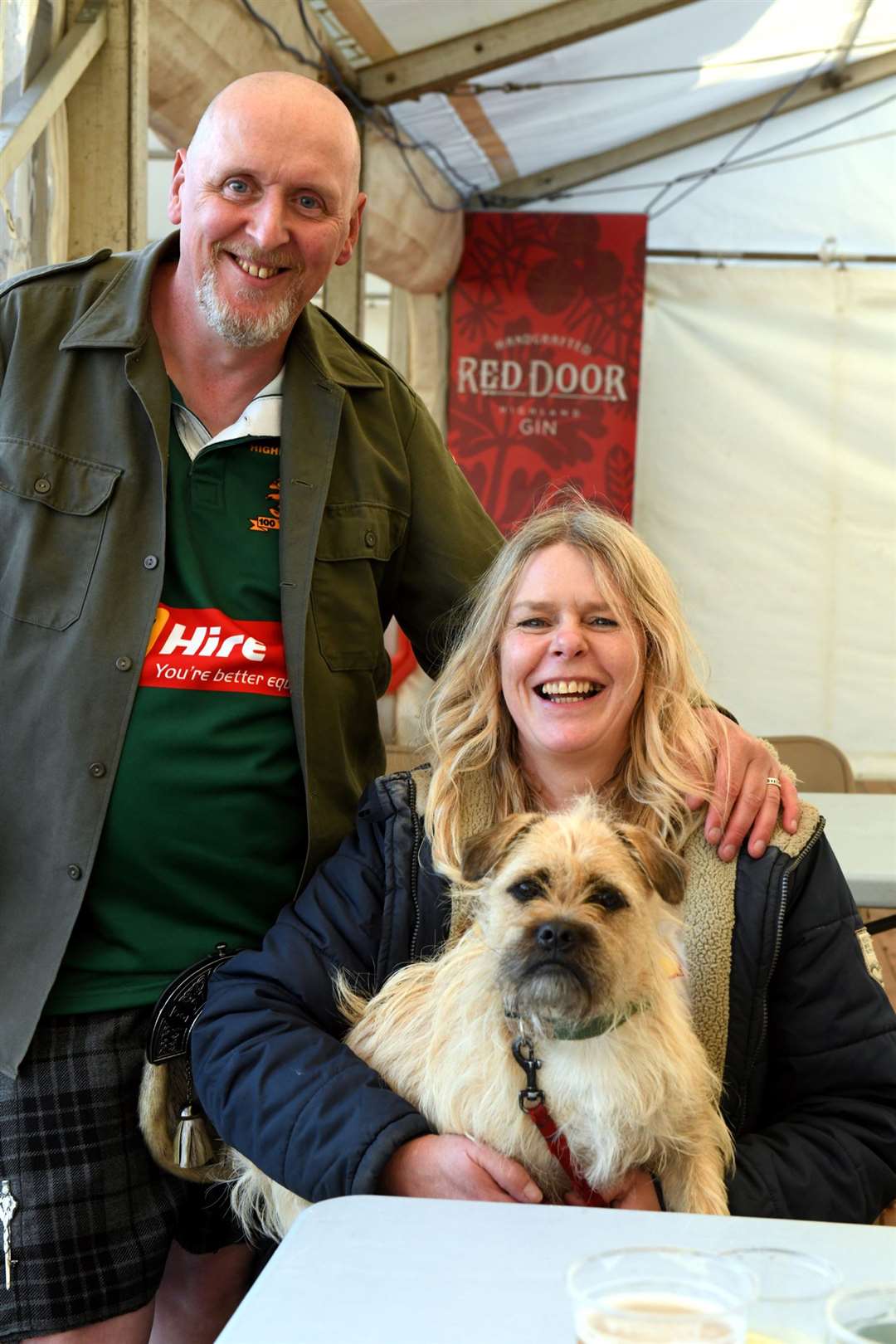 Inaugural Highland Beer, Gin & Whisky Festival 2022: Calum and Kerry Macintyre with Sandy the Pug/Jack Russle. Picture: James Mackenzie.