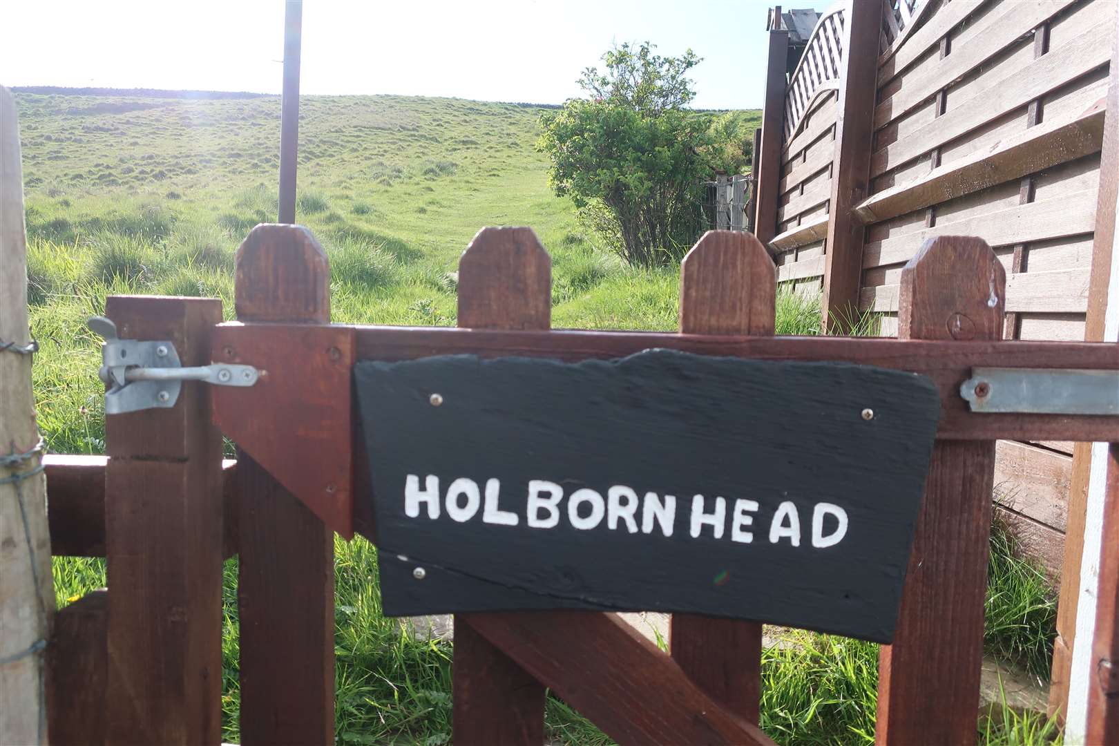 Holborn Head marker on the gate beside the lighthouse. Picture: John Davidson