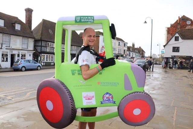 Phil Sweatman will be running the London Marathon dressed in a tractor costume (Phil Sweatman/PA)