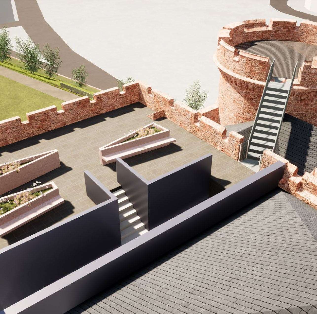 The transformation of Inverness Castle includes a new roof terrace.