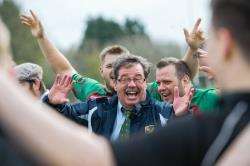 Highland president Geoff Begg celebrates the title win.
