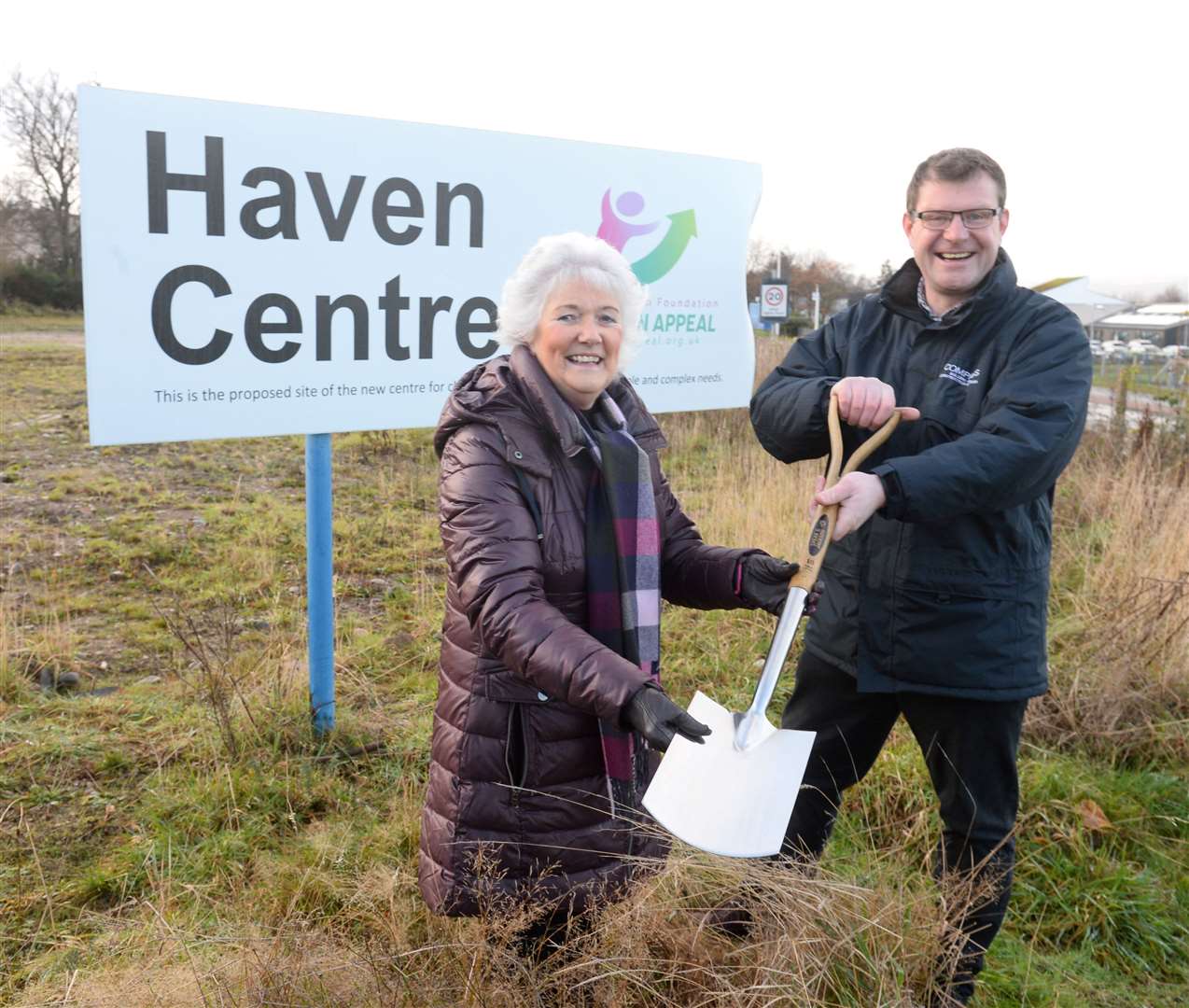 Elsie Normington with Thom MacLeod, of Compass Building and Construction Services which was awarded the contract to build the Haven Centre.