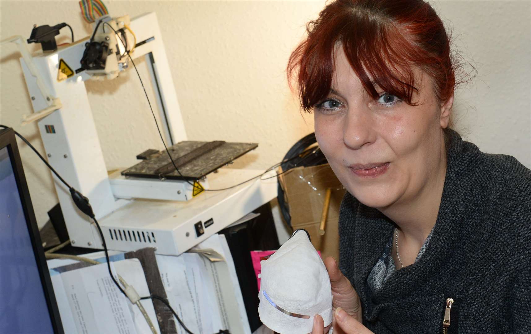 Karen-Ann Dicken is one of a team of people using their own equipment to make face masks for NHS staff.