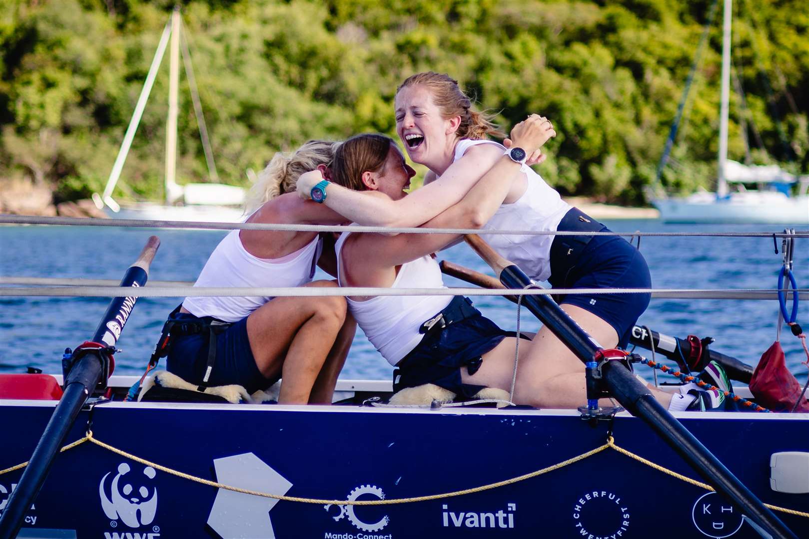 Bobbie Mellor, Hatty Carder and Katherine Antrobus faced tumultuous weather conditions and seasickness to complete the rowing challenge (World’s Toughest Row)
