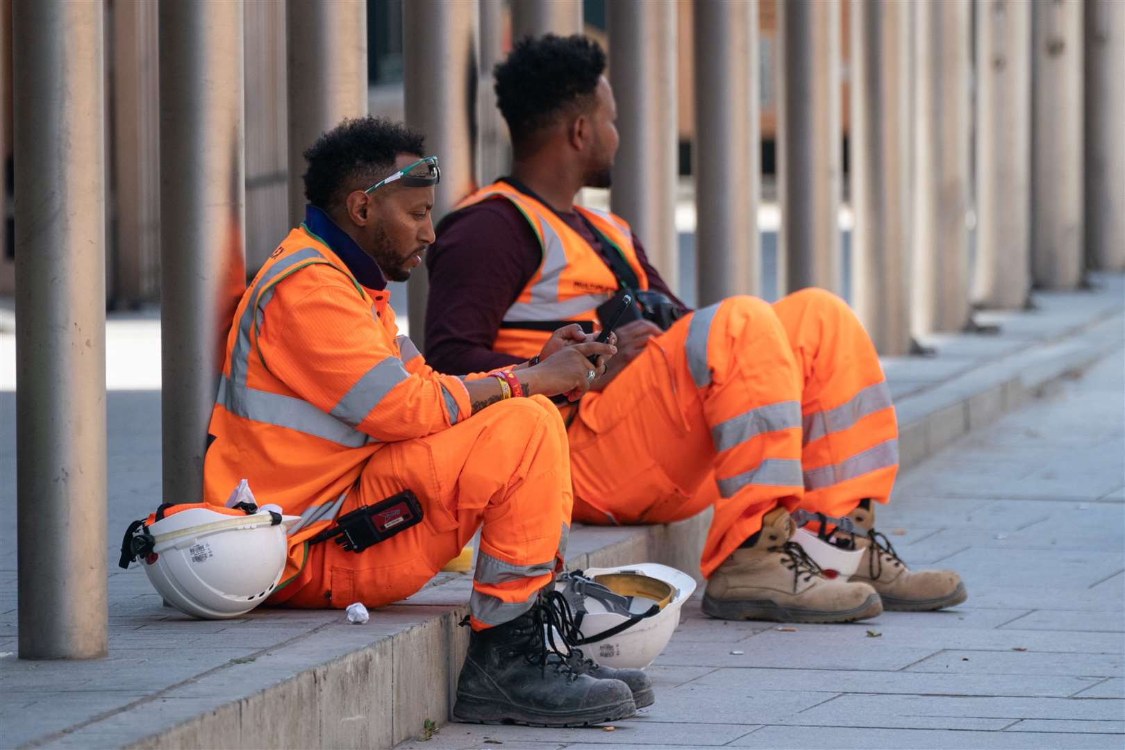 It was also hot work for construction workers in central London (Dominic Lipinski/PA)