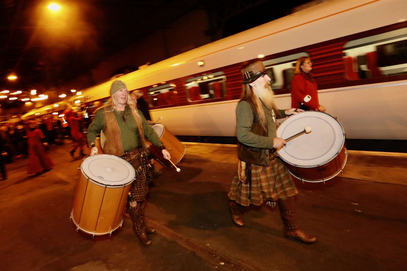 The first service was launched to teh sound of pipes and drums. Please credit: LNER/CREST PHOTOGRAPHY
