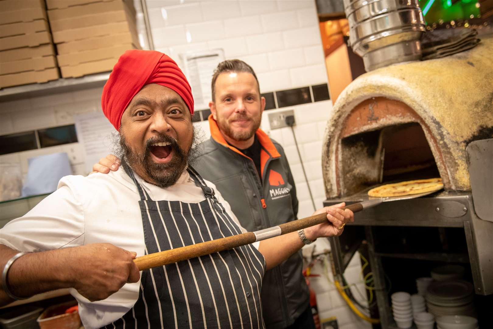 Tony Singh celebrity chef and Andrew Benjamin Maggies Highland. Picture: Callum Mackay..