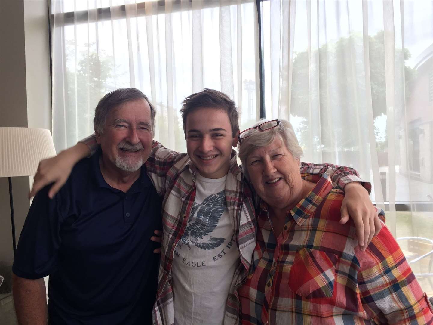 John and Susan Brown with their grandson who lives in America.