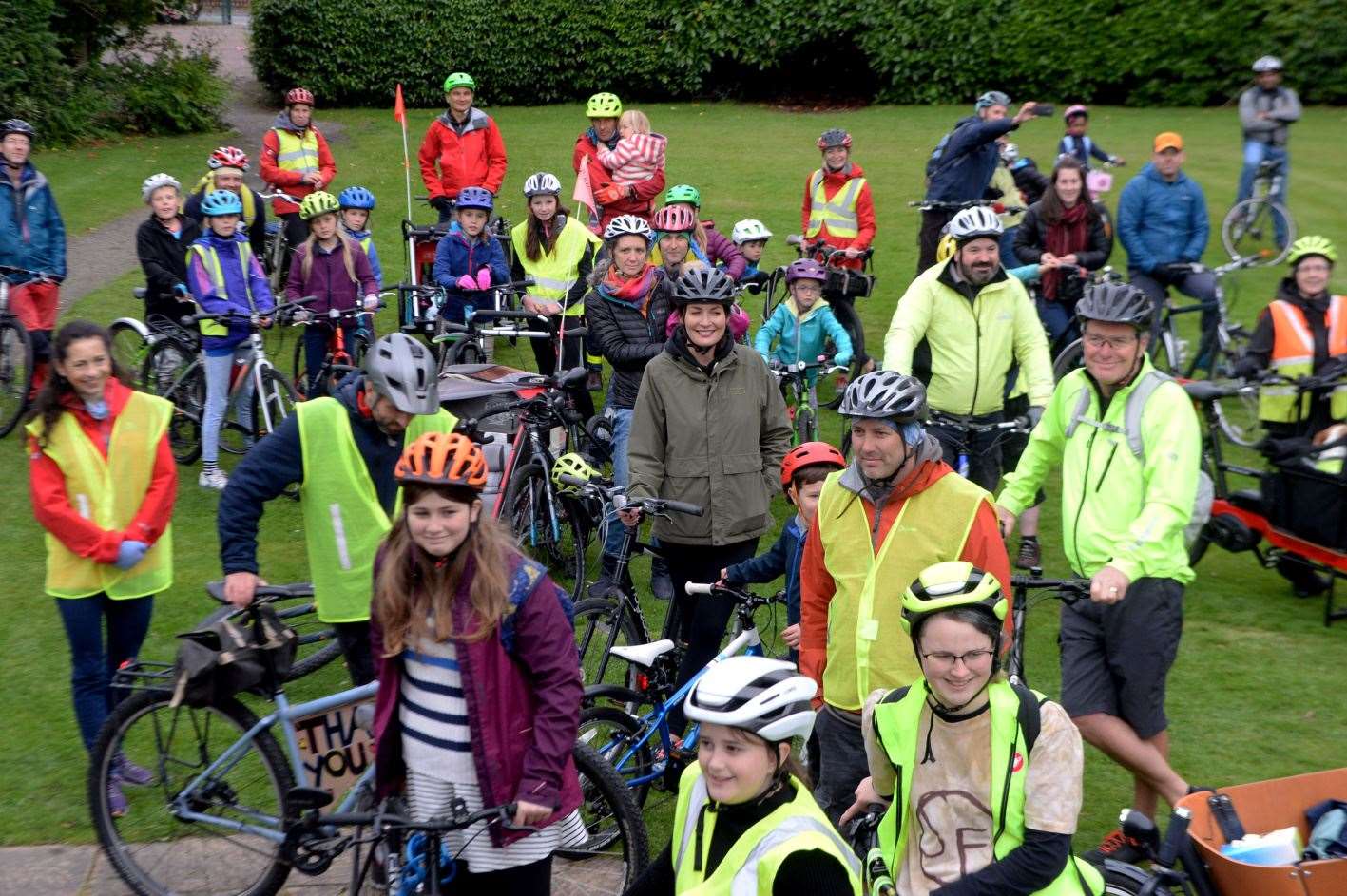 Kidical Mass 02 October 2021: The cyclist gathered in Bellfield Park. Picture: James Mackenzie.