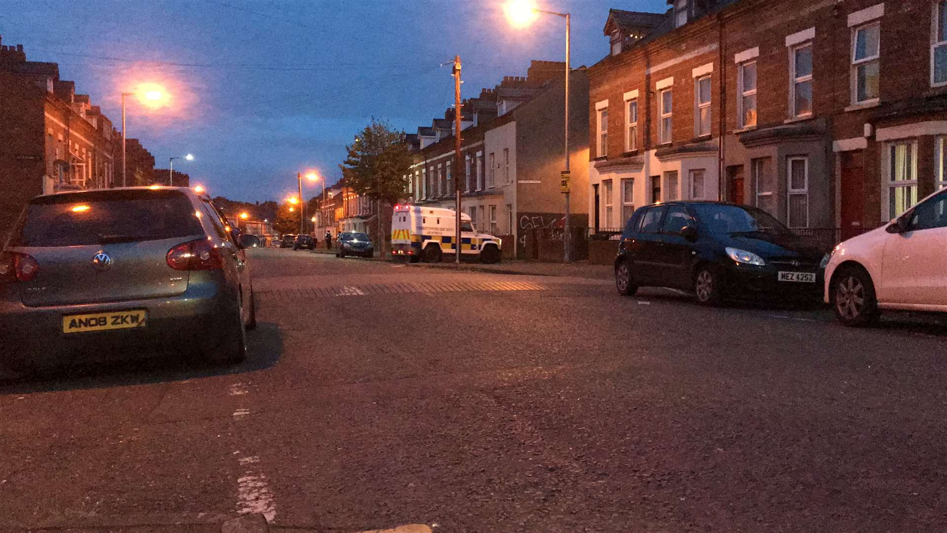 Police maintained a presence in the Holyland area of Belfast on Wednesday evening (Rebecca Black/PA)