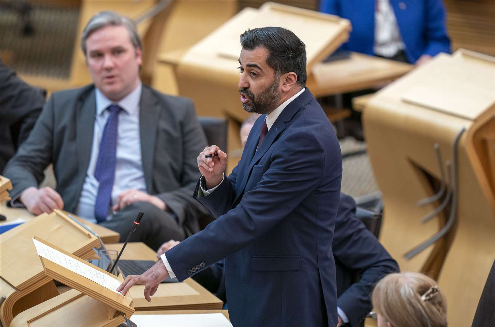 Humza Yousaf delivered his Our Priorities for Scotland statement to Parliament on the same day the SNP treasurer was arrested (Jane Barlow/PA)