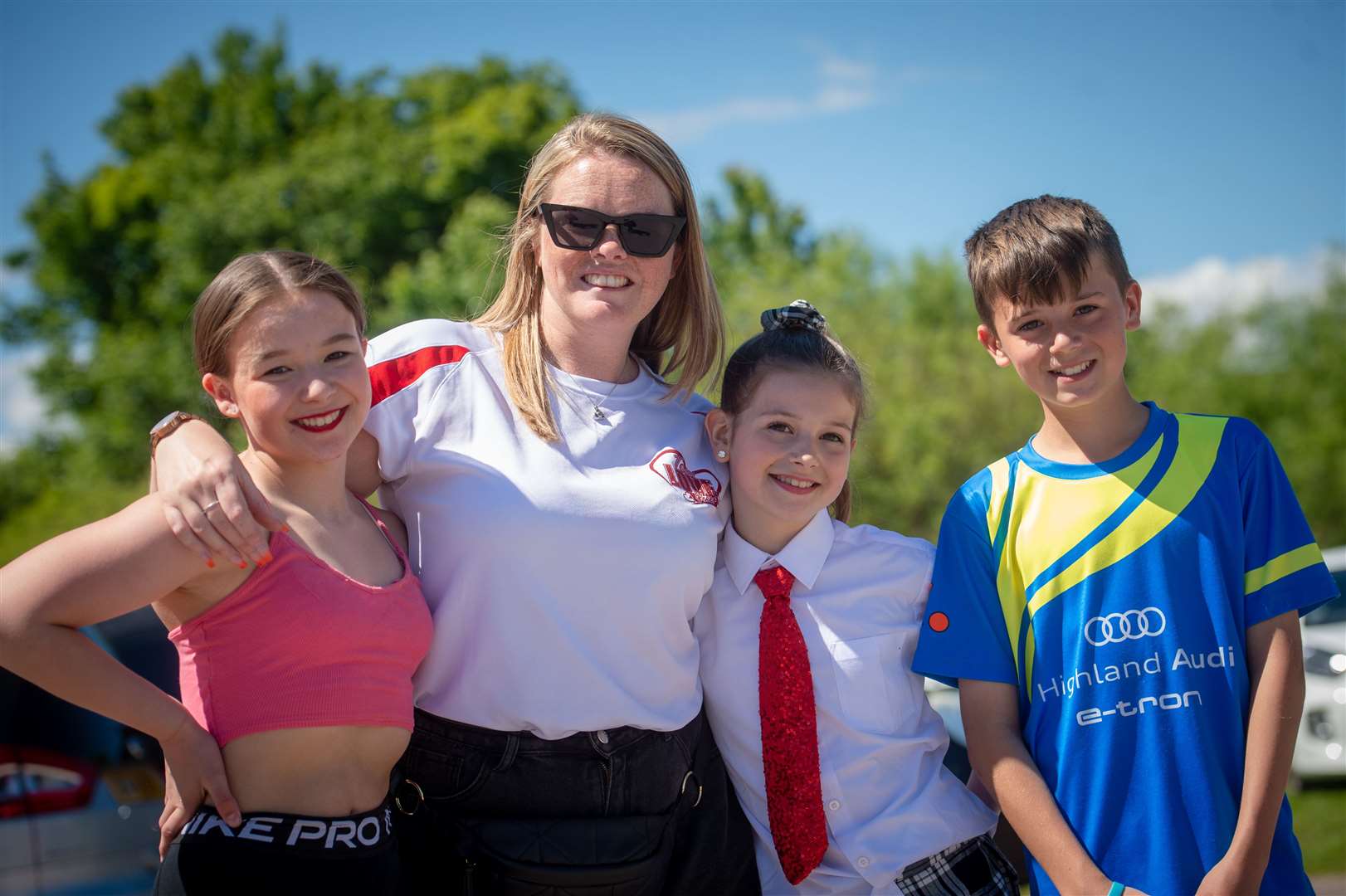 Laura Forsyth, Olivia McPherson and Ava and Brooklyn Young from Team Love Cheer. Picture: Callum Mackay