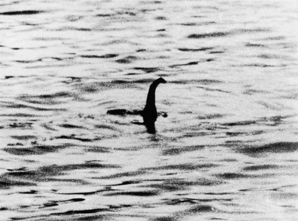 A supposed sighting of the famous Loch Ness monster.