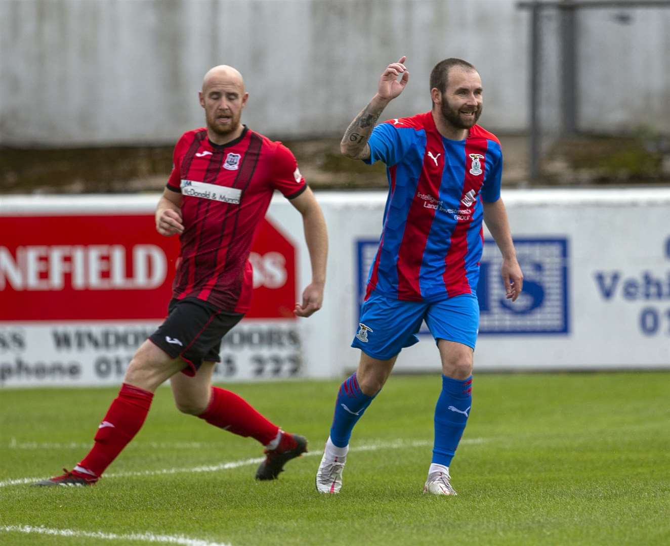 Picture - Ken Macpherson, Inverness. Pre-Season Friendly. Elgin City(3) v Inverness CT(7). 26.09.20. ICT's James Keatings celebrates after he opened the scoring.