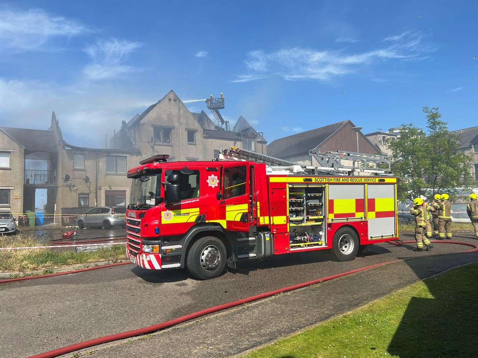 Fire appliances on scene at the blaze in Nairn.