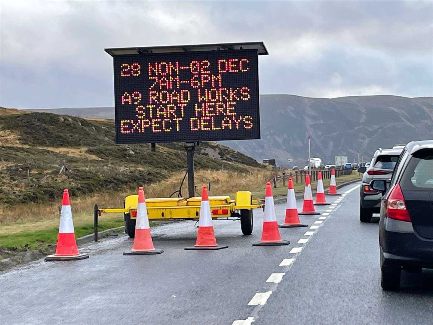 Works at Drumochter but the progress on this part of the A9 dualling is almost non-existen.