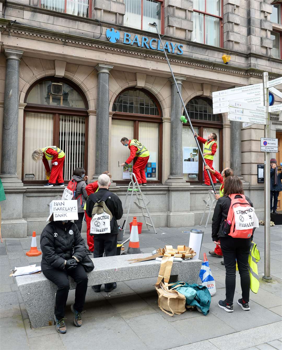 Extinction Rebellion protesters at Barclays Bank. Picture: Gary Anthony