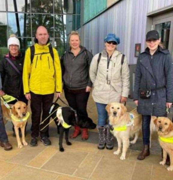 Angela (middle) with the RNIB Connect Inverness Walking Group, which she set up for people with visual impairments.