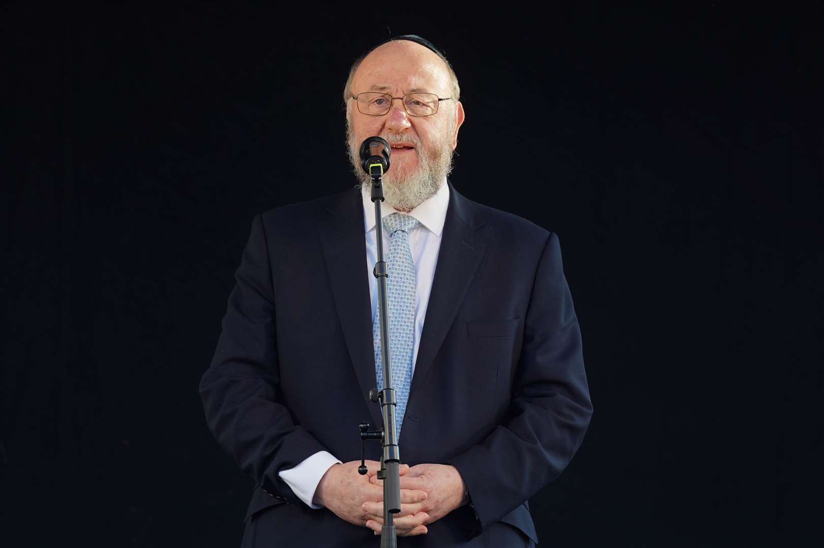 Chief Rabbi Sir Ephraim Mirvis attends a Solidarity Rally with members of the Jewish community in Trafalgar Square, central London (Lucy North/PA)